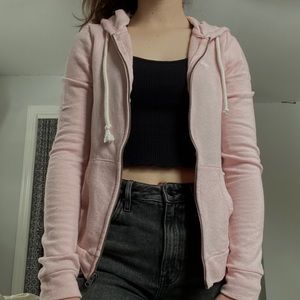 Abercrombie & Fitch light pink zip-up hoodie